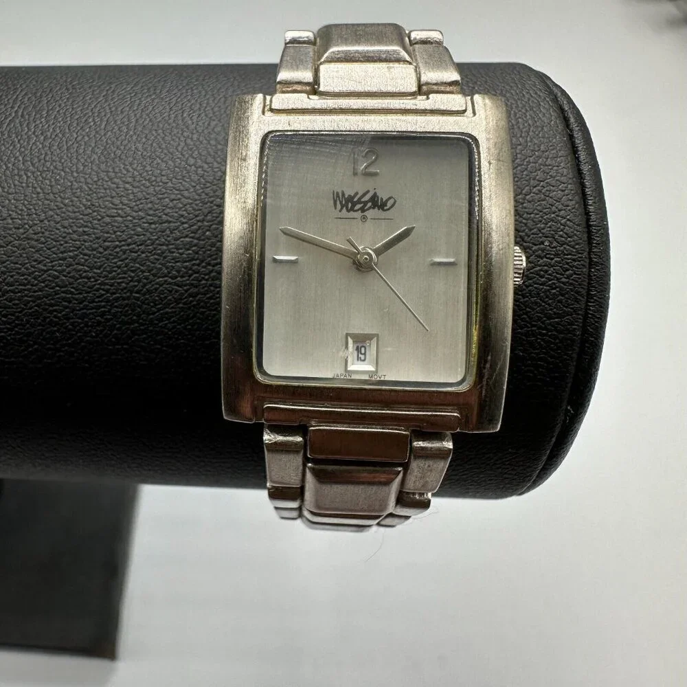 3/$30 Mossimo Watch Women Silver Rectangle Case Date Window New Battery 7.5